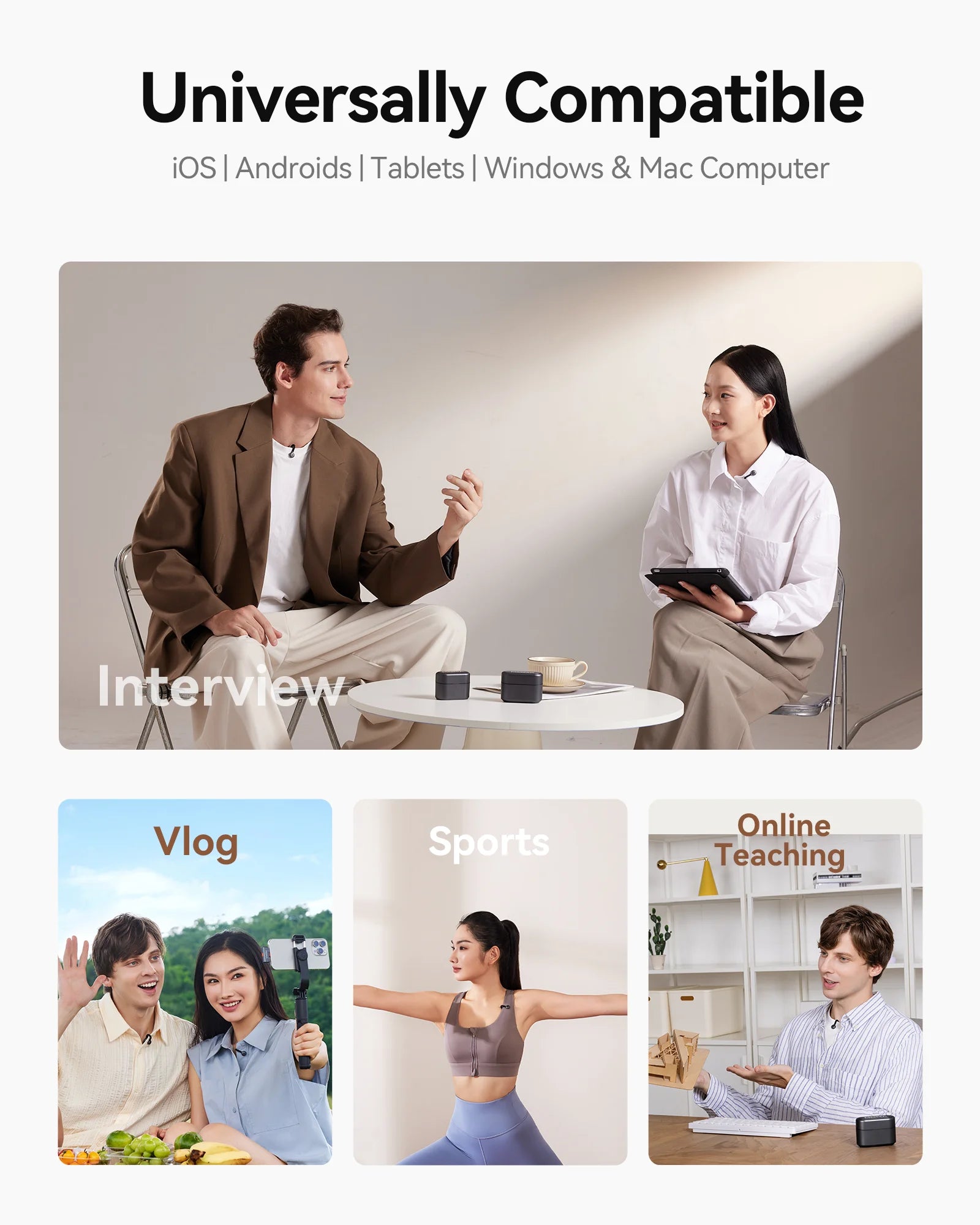 Hollyland LARK M2S Wireless Microphone for iPhone Camera Android PC Noise Cancellation Microphone for Photography Vlog Interview