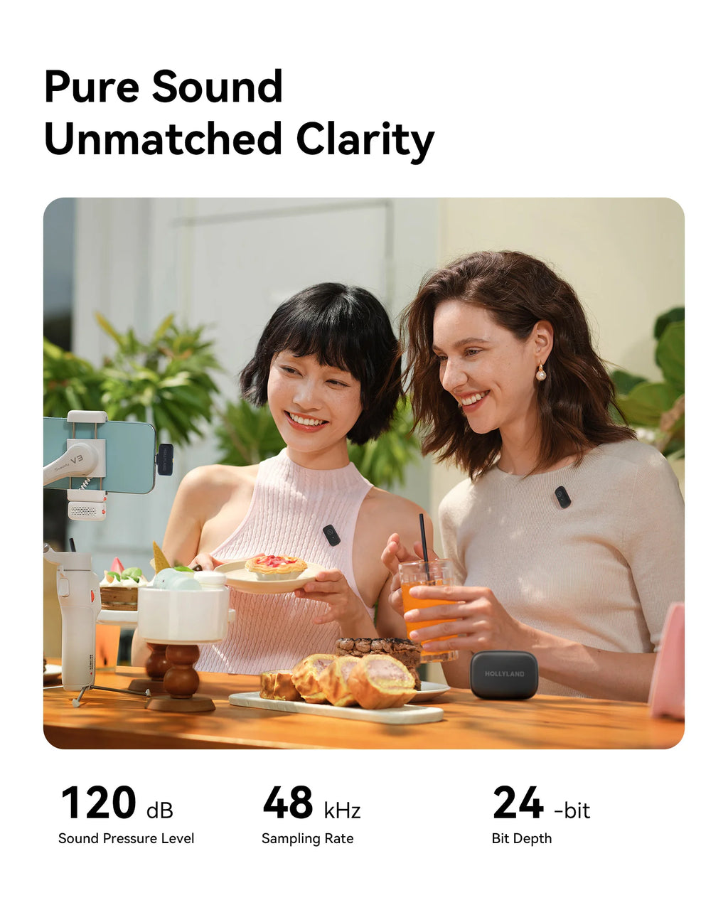 Hollyland LARK A1 Wireless Microphone for iPhone Android Micphone for Youtube Tiktok Vlogging Podcast Noise Cancellation Mic