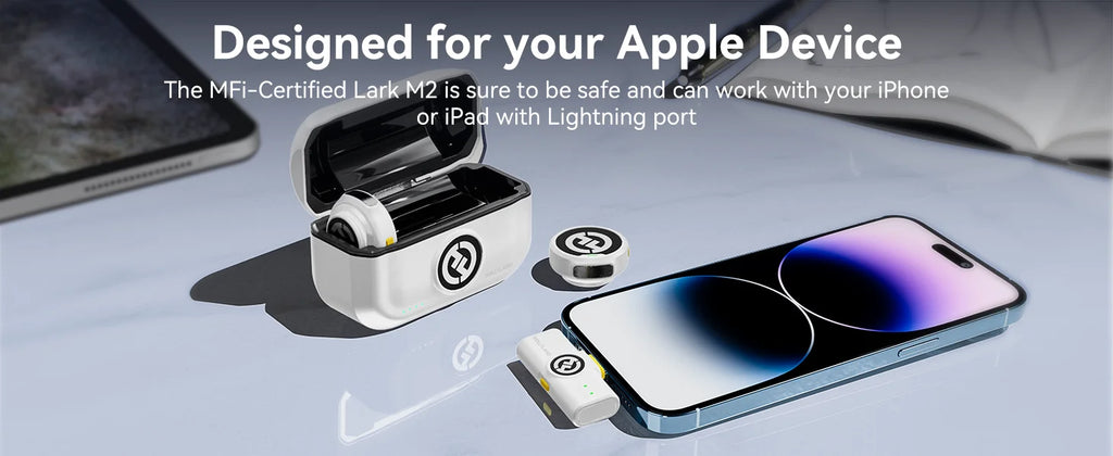 Hollyland LARK M2 White Wireless Lavalier Microphone 300m Range 10H Worktime Wireless Microphone for Vlogging Live Streaming