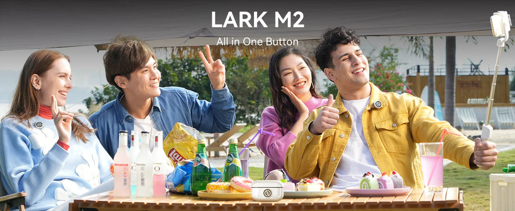 Hollyland LARK M2 White Wireless Lavalier Microphone 300m Range 10H Worktime Wireless Microphone for Vlogging Live Streaming