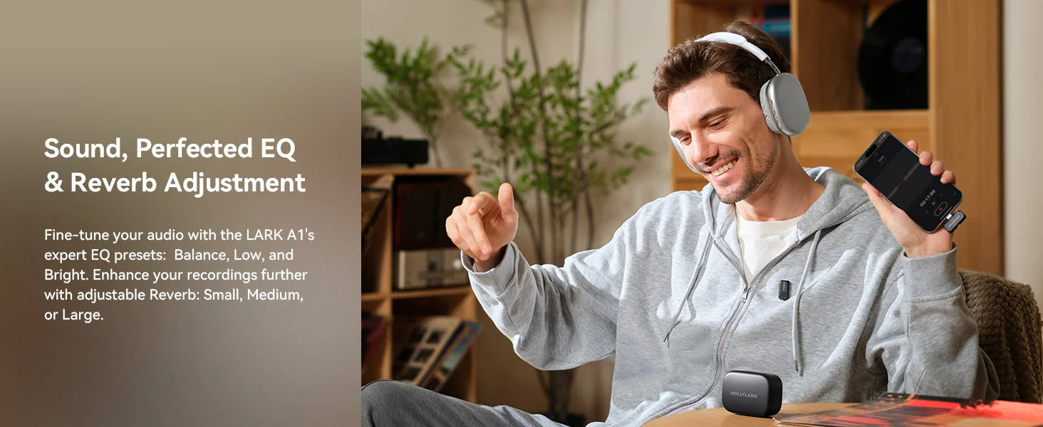 Hollyland LARK A1 Wireless Microphone for iPhone Android Micphone for Youtube Tiktok Vlogging Podcast Noise Cancellation Mic