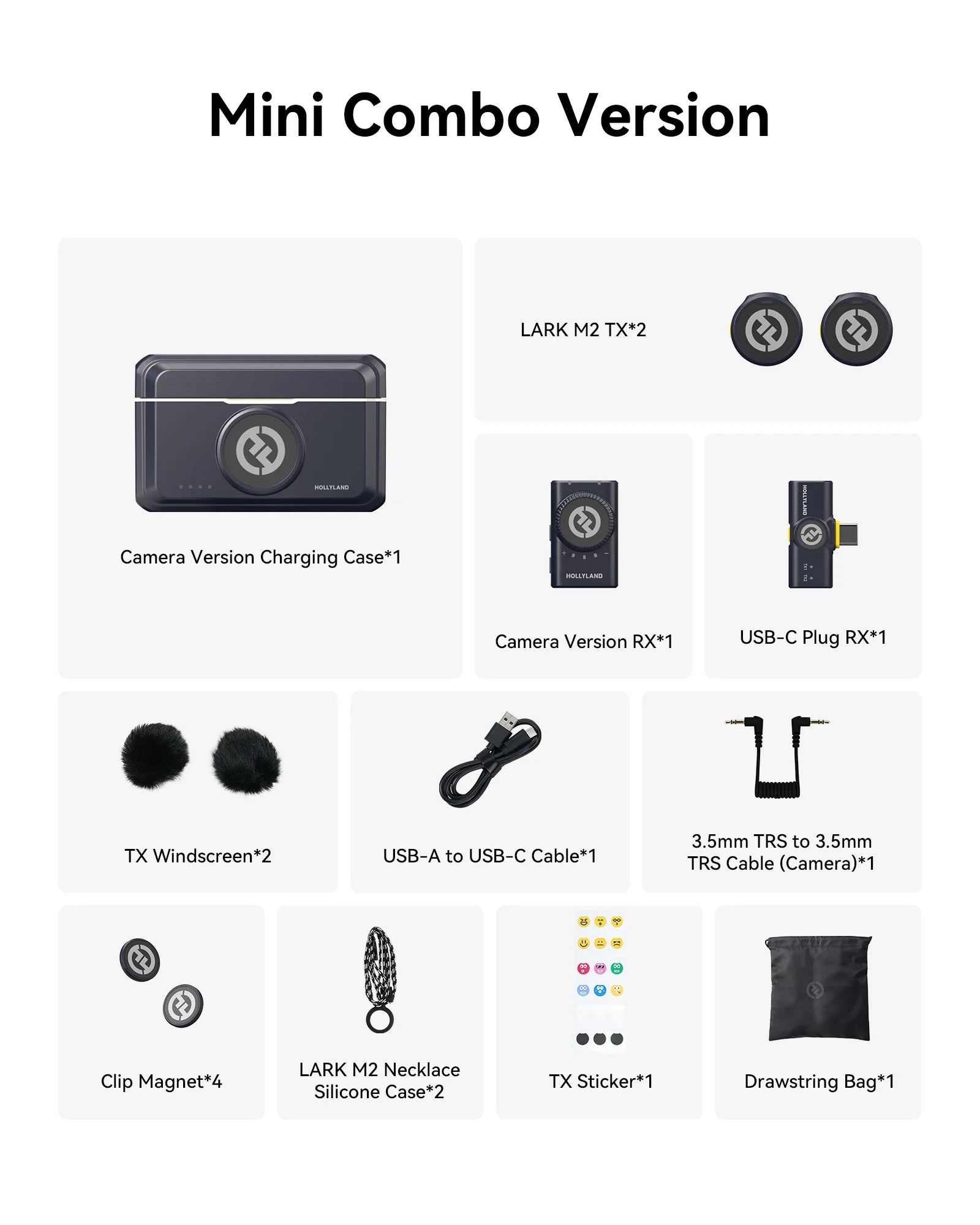 Hollyland LARK M2 Wireless Lavalier Microphone for iPhone Camera 300m Range Noise Cancellation 30H Battery for Photography Vlog