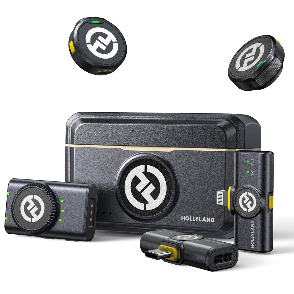 Hollyland LARK M2 Wireless Lavalier Microphone for iPhone Camera 300m Range Noise Cancellation 30H Battery for Photography Vlog