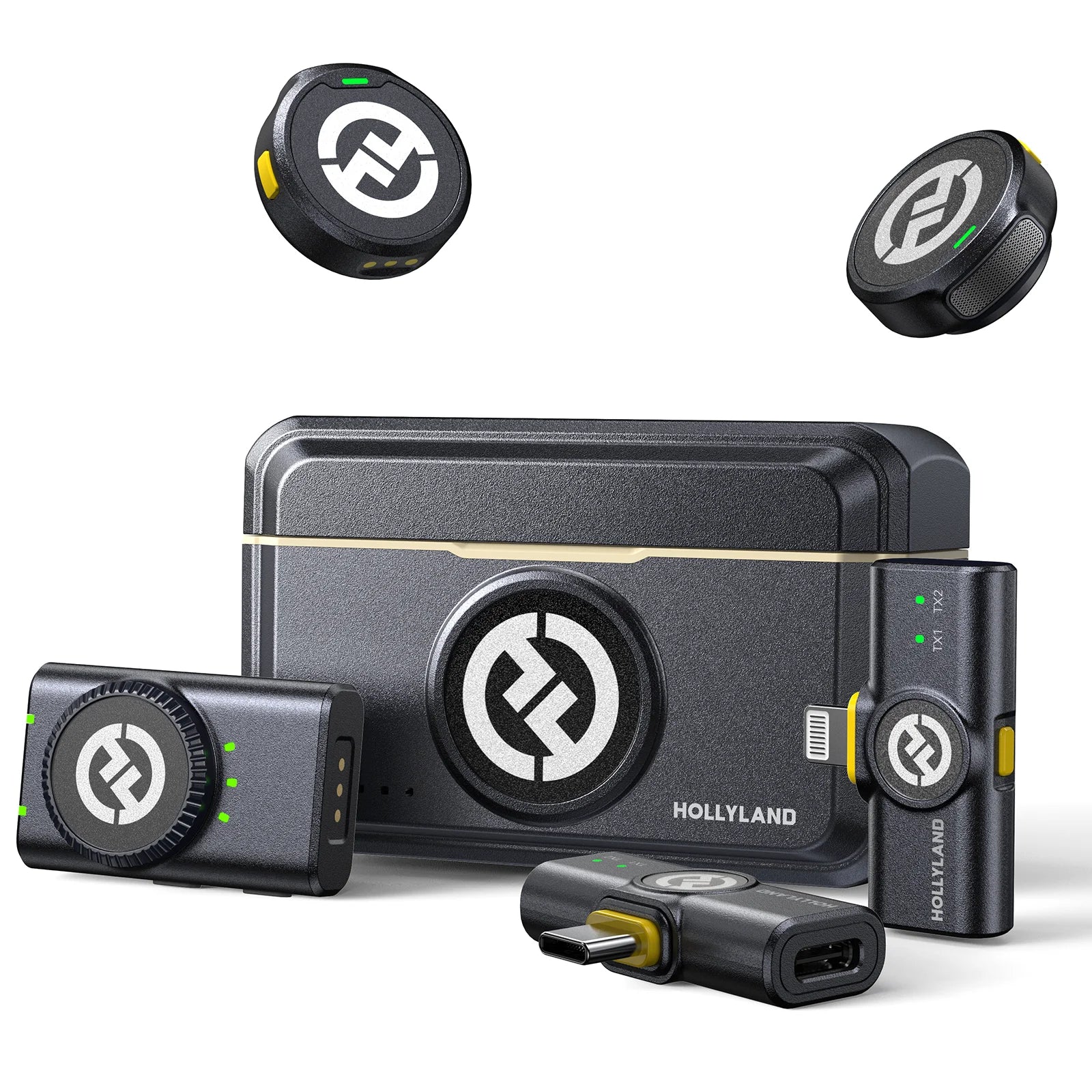 Hollyland LARK M2 Wireless Lavalier Microphone for iPhone Camera 300m Range Noise Cancellation 30H Battery for Photography Vlog