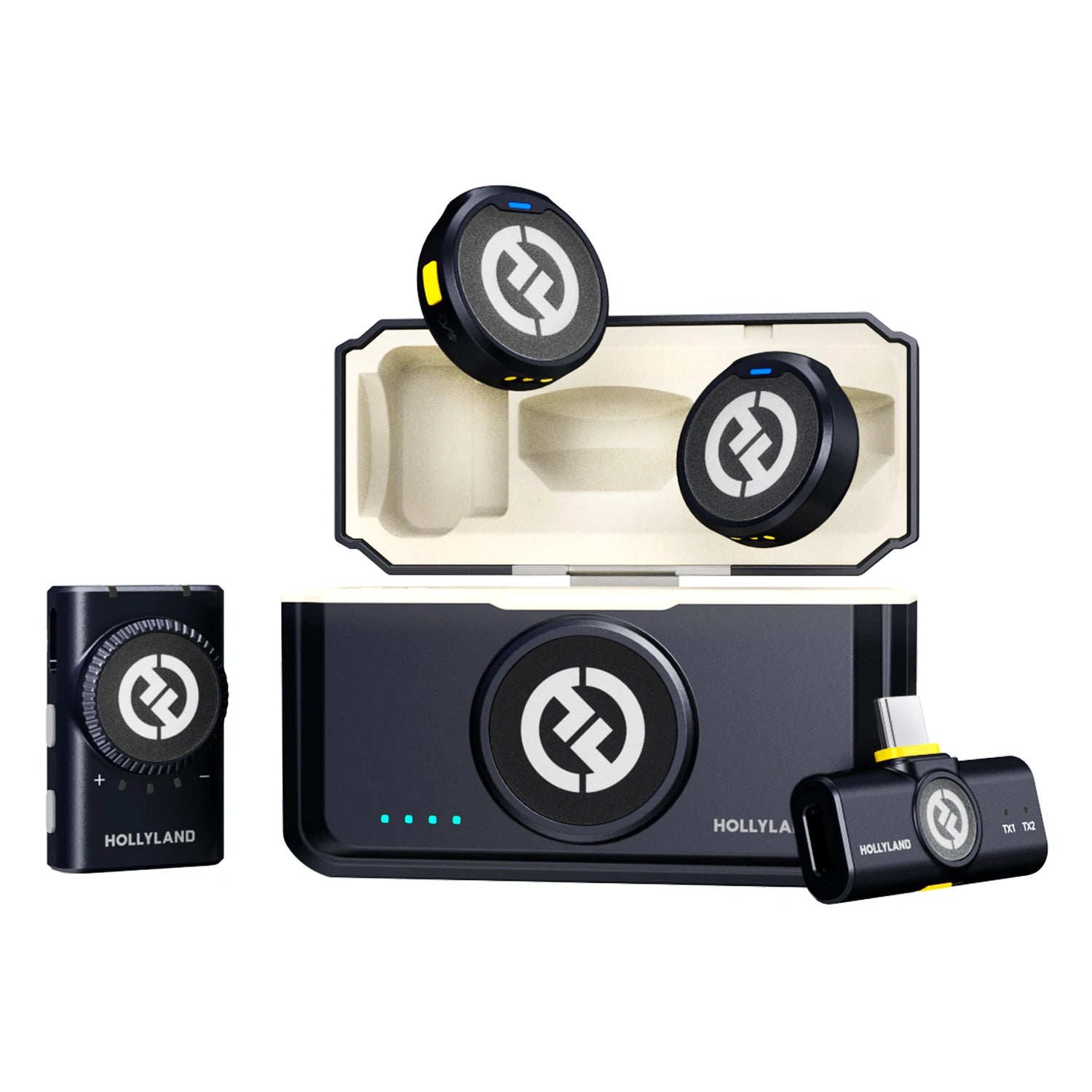 Hollyland LARK M2 Wireless Lavalier Microphone 48KHz 24Bit 300m Range 10H Worktime Wireless Microphone for Photography Vlog Live