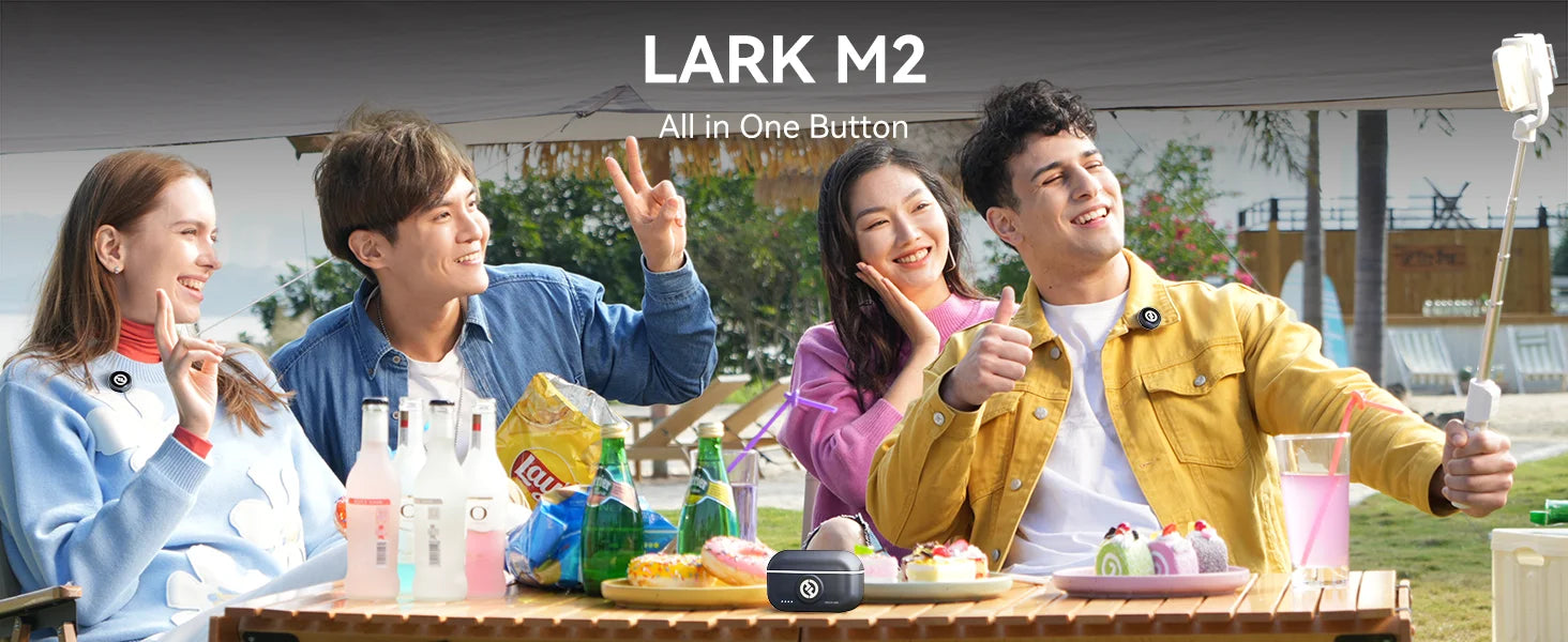 Hollyland Lark M2 Wireless Lavalier Microphone for iPhone Android Camera Noise Cancellation for Video Recording Streaming Mic