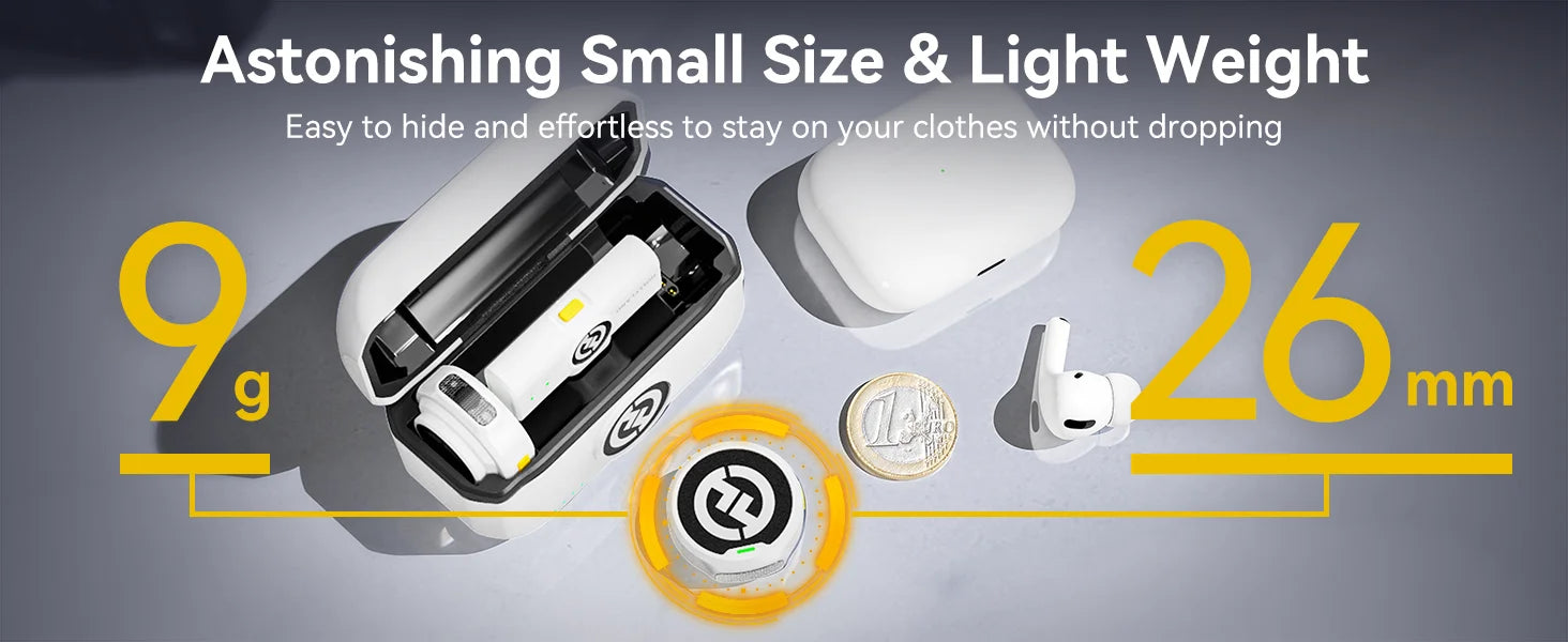 Hollyland LARK M2 White Wireless Lavalier Microphone 300m Range 10H Worktime Wireless Microphone for Vlogging Live Streaming