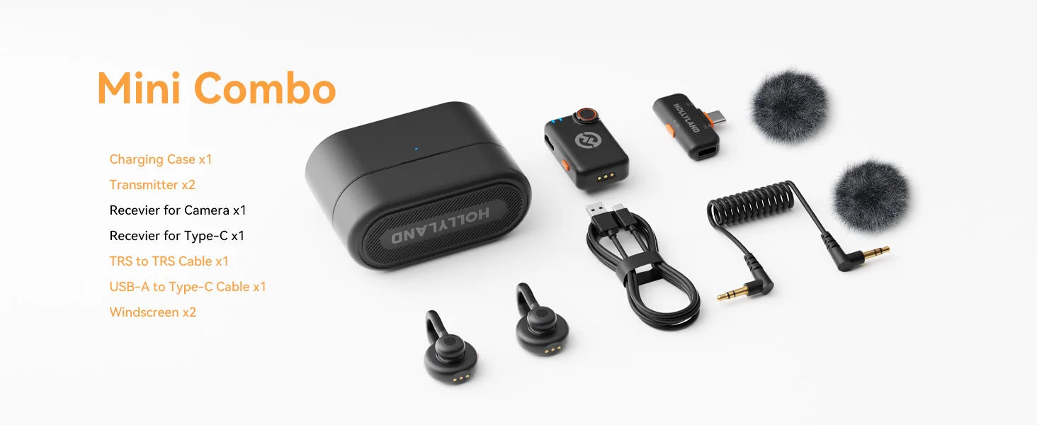 Hollyland Lark M2S Wireless Lavalier Microphone for iPhone Camera Android Phone Noise Cancellation Microphone for Vlog Interview