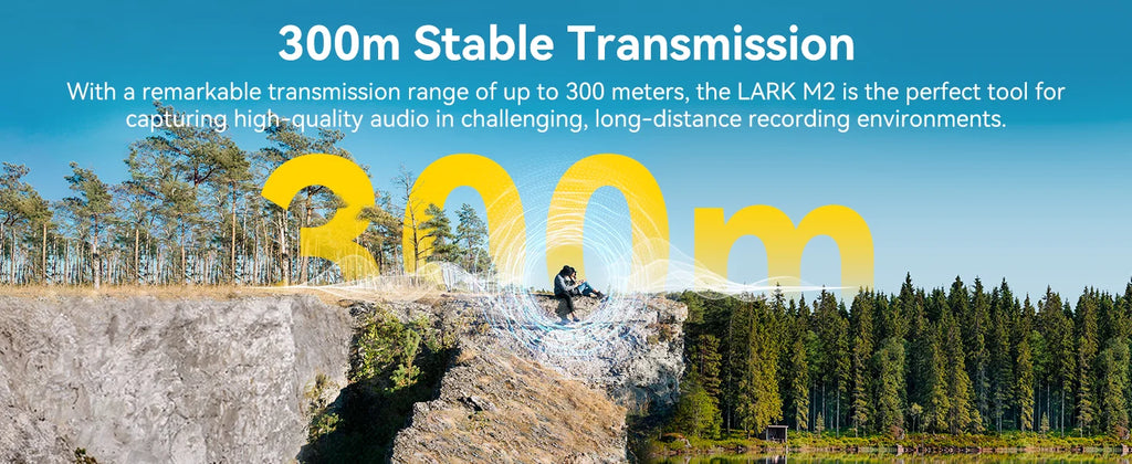 Hollyland LARK M2 Wireless Lavalier Microphone 48KHz 24Bit 300m Range 10H Worktime Wireless Microphone for Photography Vlog Live