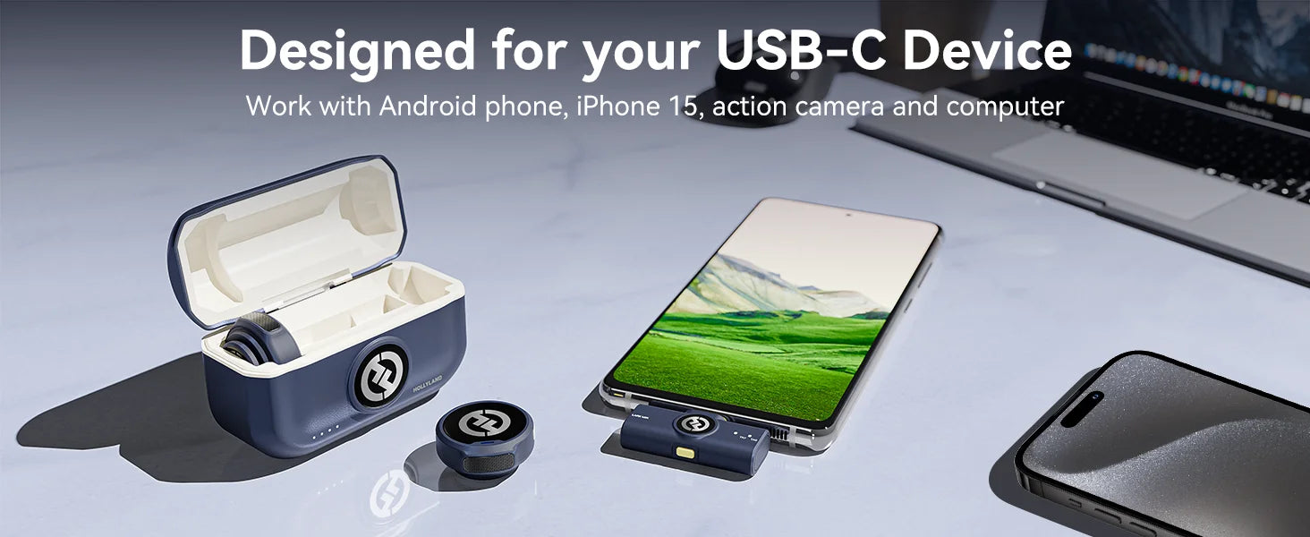 Hollyland LARK M2 Wireless Lavalier Microphone 48KHz 24Bit 300m Range 10H Worktime Wireless Microphone for Photography Vlog Live