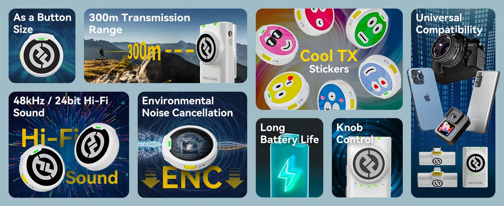 Hollyland LARK M2 White Wireless Lavalier Microphone 300m Range 10H Worktime Wireless Microphone for Vlogging Live Streaming