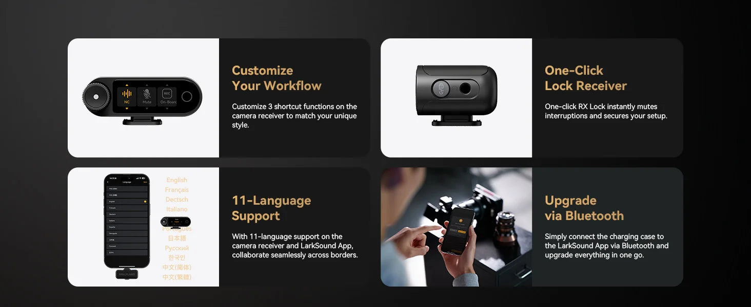 Hollyland LARK MAX 2 Professional Wireless Microphone 32bit Full-Chain Audio AI Noise Cancel for iPhone Camera Android Mic