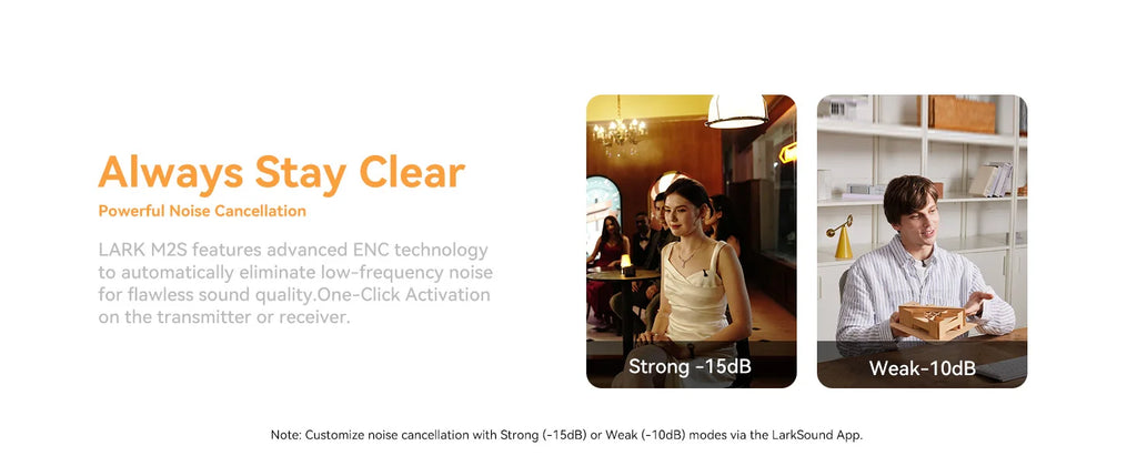 Hollyland Lark M2S Wireless Lavalier Microphone for iPhone Camera Android Phone Noise Cancellation Microphone for Vlog Interview