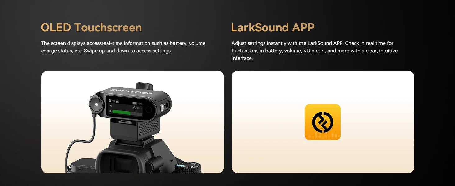 Hollyland LARK MAX 2 Professional Wireless Microphone 32bit Full-Chain Audio AI Noise Cancel for iPhone Camera Android Mic