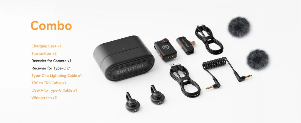 Hollyland LARK M2S Wireless Microphone for iPhone Camera Android PC Noise Cancellation Microphone for Photography Vlog Interview