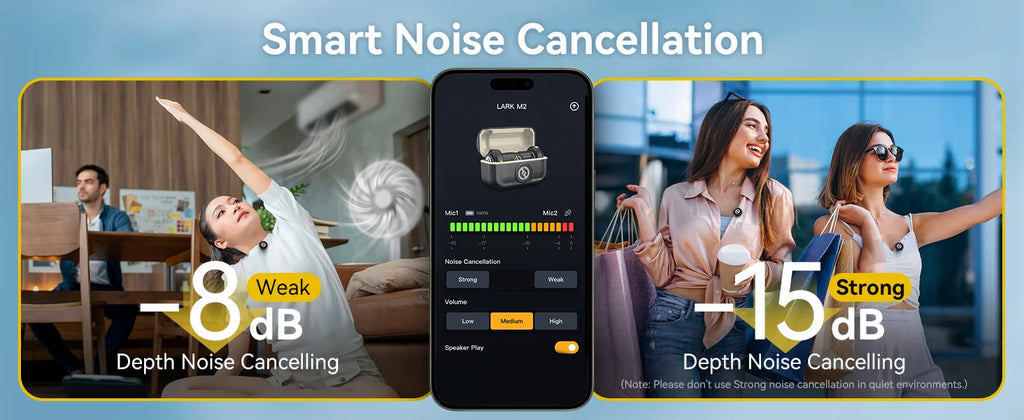 Hollyland Lark M2 Wireless Lavalier Microphone for iPhone Android Camera Noise Cancellation for Video Recording Streaming Mic