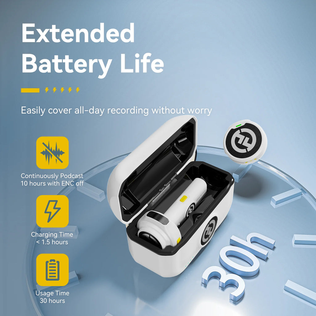 Hollyland LARK M2 White Wireless Lavalier Microphone 300m Range 10H Worktime Wireless Microphone for Vlogging Live Streaming