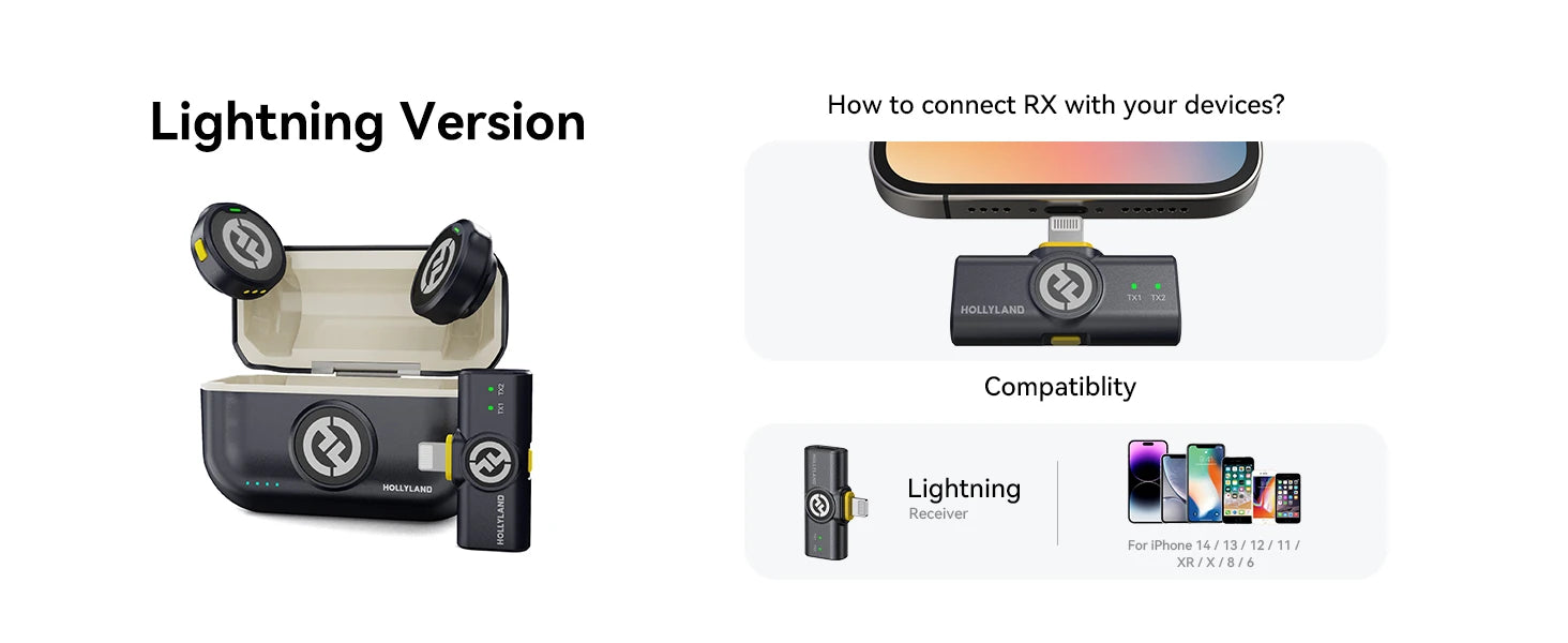 Hollyland LARK M2 Wireless Lavalier Microphone 48KHz 24Bit 300m Range 10H Worktime Wireless Microphone for Photography Vlog Live