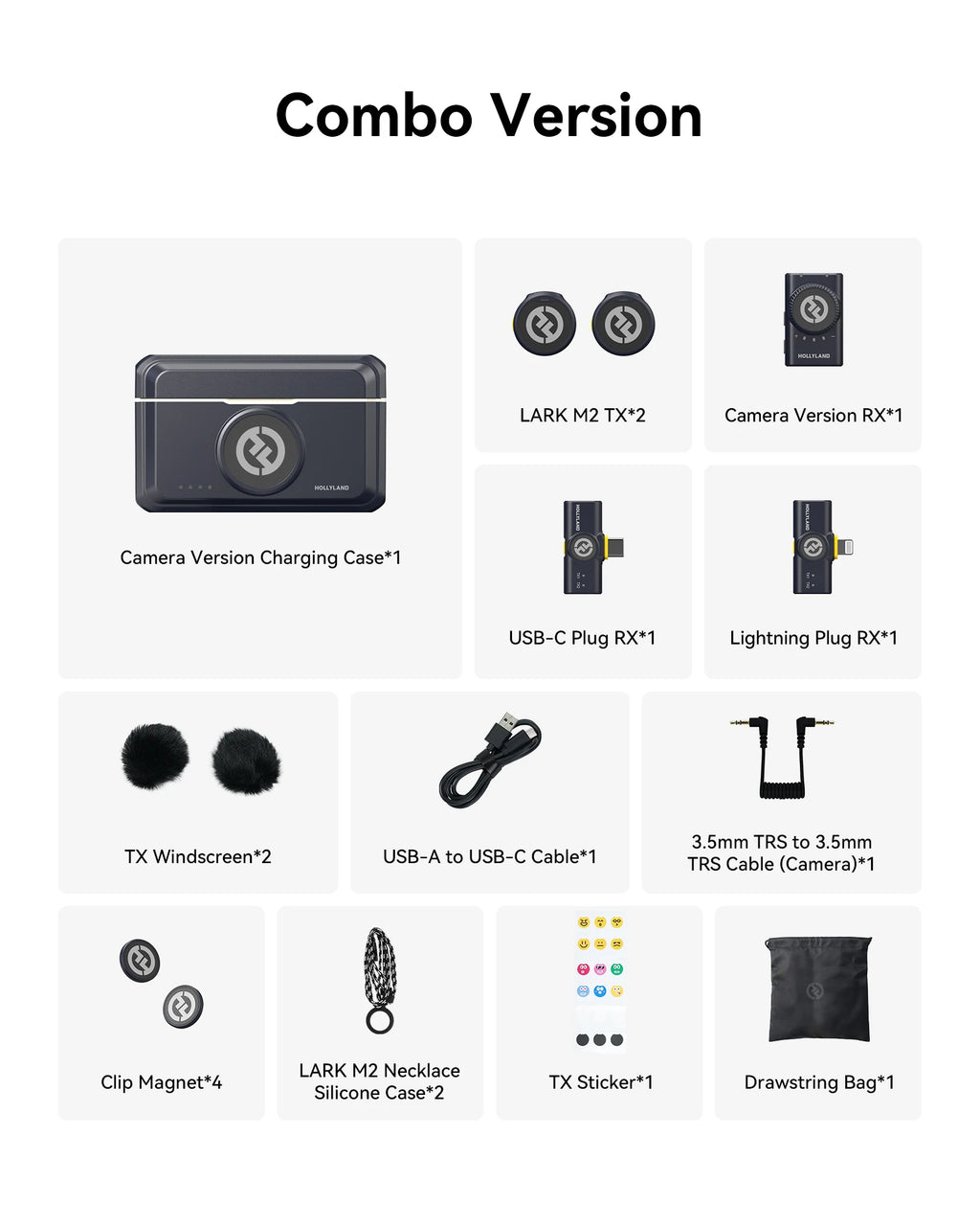 Hollyland LARK M2 Wireless Lavalier Microphone for iPhone Camera 300m Range Noise Cancellation 30H Battery for Photography Vlog