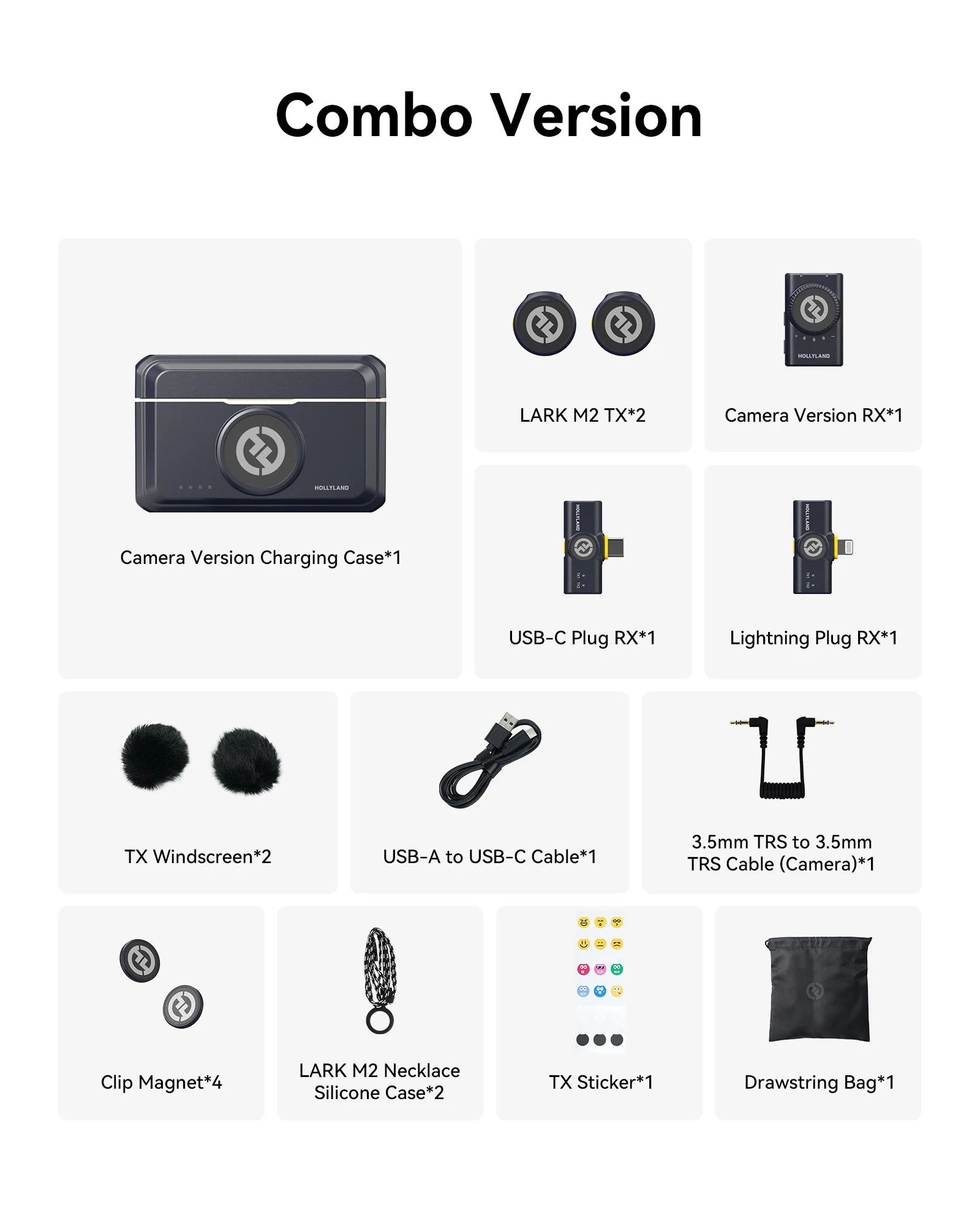 Hollyland LARK M2 Wireless Lavalier Microphone for iPhone Camera 300m Range Noise Cancellation 30H Battery for Photography Vlog