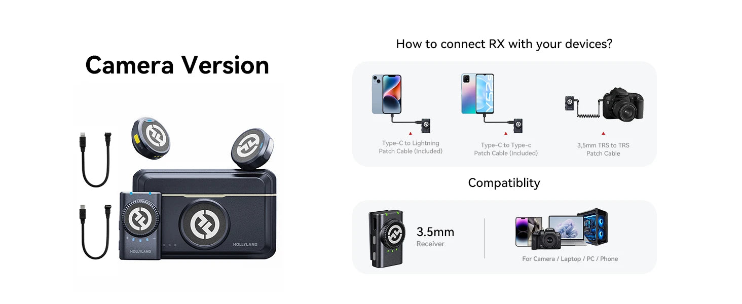 Hollyland LARK M2 Wireless Lavalier Microphone 48KHz 24Bit 300m Range 10H Worktime Wireless Microphone for Photography Vlog Live