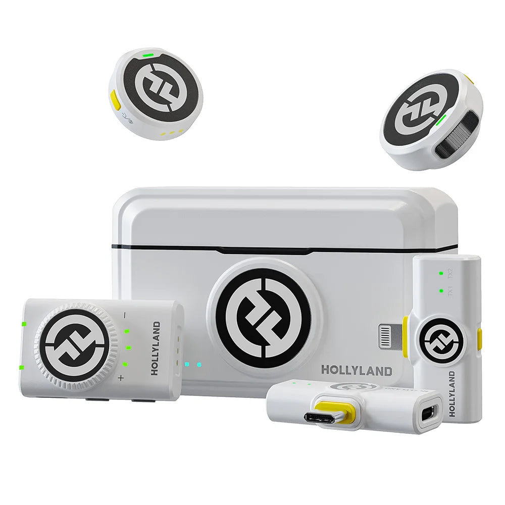 Hollyland LARK M2 White Wireless Lavalier Microphone 300m Range 10H Worktime Wireless Microphone for Vlogging Live Streaming